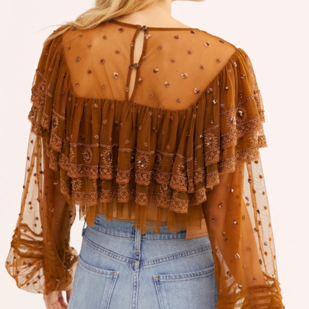 Free People Disco Ball Embellished Sequins Top